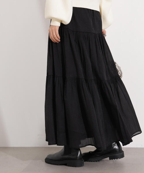 N.（N. Natural Beauty Basic）（エヌエヌナチュラルビューティーベーシック）の「【PS/低身長サイズ】オーガンジーティアードスカート（スカート・レディース・ブラック/マスタード/オフホワイト・MEDIUM/P/S）」の14枚目の写真