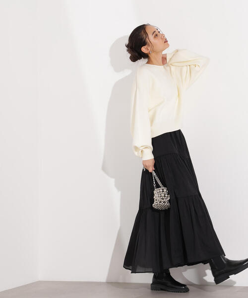 N.（N. Natural Beauty Basic）（エヌエヌナチュラルビューティーベーシック）の「【PS/低身長サイズ】オーガンジーティアードスカート（スカート・レディース・ブラック/マスタード/オフホワイト・MEDIUM/P/S）」の16枚目の写真