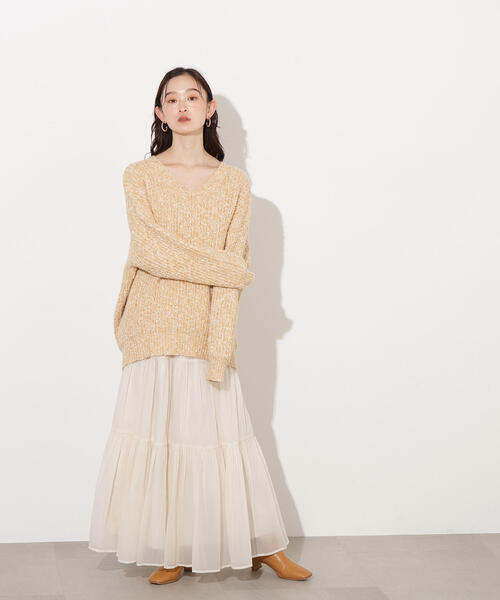 N.（N. Natural Beauty Basic）（エヌエヌナチュラルビューティーベーシック）の「【PS/低身長サイズ】オーガンジーティアードスカート（スカート・レディース・ブラック/マスタード/オフホワイト・MEDIUM/P/S）」の20枚目の写真