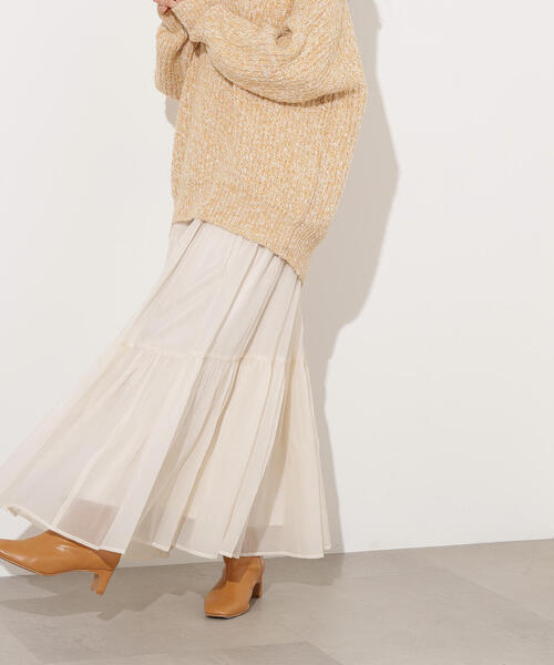 N.（N. Natural Beauty Basic）（エヌエヌナチュラルビューティーベーシック）の「【PS/低身長サイズ】オーガンジーティアードスカート（スカート・レディース・ブラック/マスタード/オフホワイト・MEDIUM/P/S）」の22枚目の写真