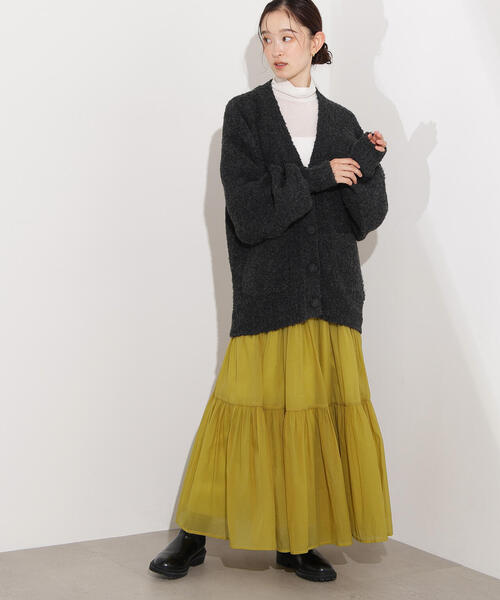 N.（N. Natural Beauty Basic）（エヌエヌナチュラルビューティーベーシック）の「【PS/低身長サイズ】オーガンジーティアードスカート（スカート・レディース・ブラック/マスタード/オフホワイト・MEDIUM/P/S）」の8枚目の写真