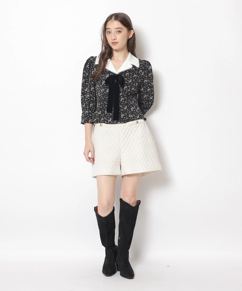 Rirandture(リランドチュール)の「ハイウエストベロアショートパンツ(その他パンツ・レディース・ブラック/オフホワイト・1/2)」の10枚目の写真