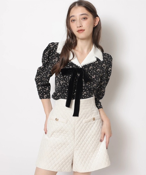 Rirandture(リランドチュール)の「ハイウエストベロアショートパンツ(その他パンツ・レディース・ブラック/オフホワイト・1/2)」の12枚目の写真