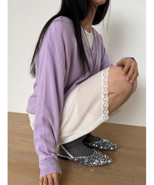 Didot.showroom（ディドット ショールーム）の「ストライプレースミディSK（スカート・レディース・ネイビー/クリーム/アイボリー・FREE）」の2枚目の写真