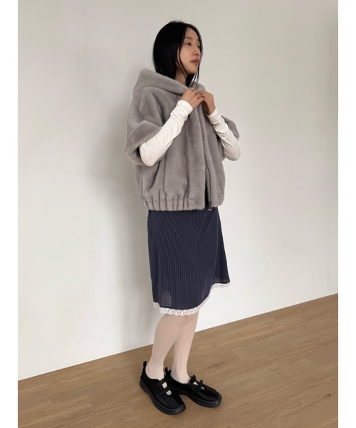 Didot.showroom（ディドット ショールーム）の「ストライプレースミディSK（スカート・レディース・ネイビー/クリーム/アイボリー・FREE）」の9枚目の写真