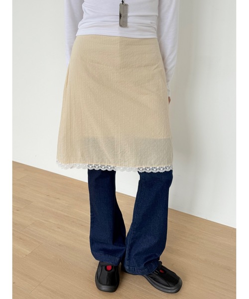 Didot.showroom（ディドット ショールーム）の「ストライプレースミディSK（スカート・レディース・ネイビー/クリーム/アイボリー・FREE）」の15枚目の写真