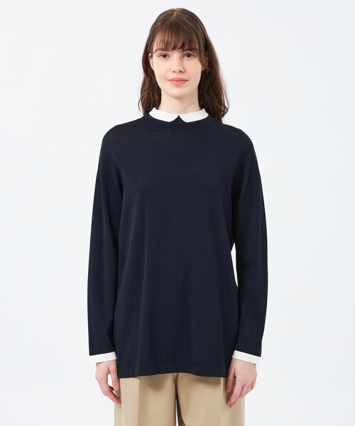 MACKINTOSH PHILOSOPHY(マッキントッシュ フィロソフィー)の「【25年秋冬モデル】Cleric Collar Knit ワイドフィット(ニット/セーター・レディース・グレー系その他2/ダークネイビー/ブラック・38)」の11枚目の写真