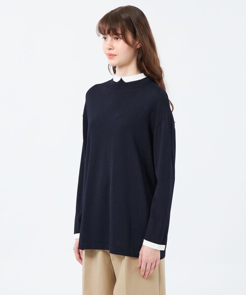 MACKINTOSH PHILOSOPHY(マッキントッシュ フィロソフィー)の「【25年秋冬モデル】Cleric Collar Knit ワイドフィット(ニット/セーター・レディース・グレー系その他2/ダークネイビー/ブラック・38)」の10枚目の写真