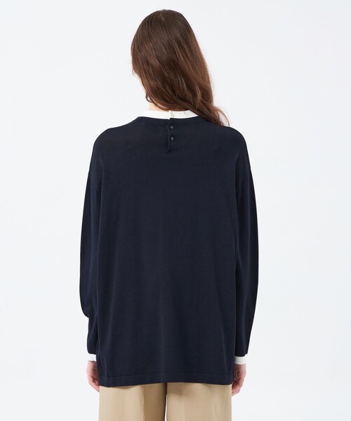 MACKINTOSH PHILOSOPHY(マッキントッシュ フィロソフィー)の「【25年秋冬モデル】Cleric Collar Knit ワイドフィット(ニット/セーター・レディース・グレー系その他2/ダークネイビー/ブラック・38)」の9枚目の写真