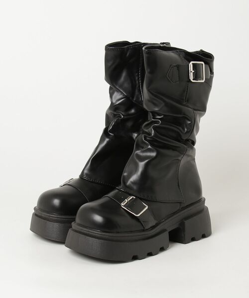 FGMM スキーブーツ 厚底 ブラックy2k 韓国ファッション ユニセックス