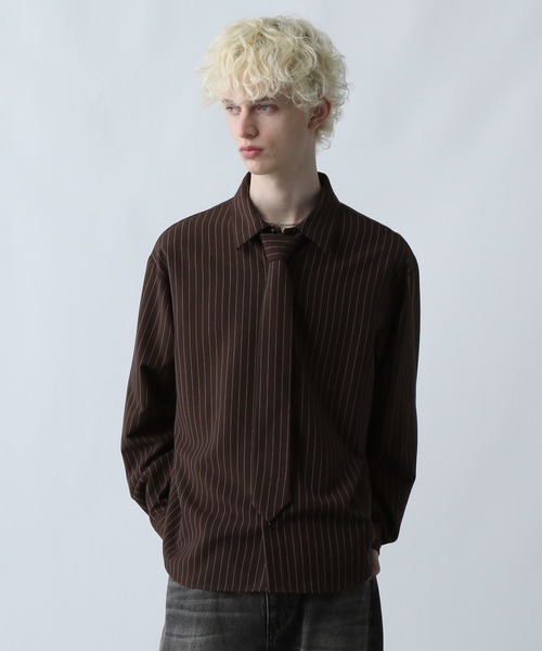 HARE(ハレ)の「ネクタイデザインシャツ(HARE)(シャツ/ブラウス・メンズ・ブラック/ブラウン/ブルー・MEDIUM/SMALL)」の3枚目の写真