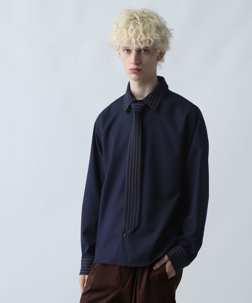 HARE(ハレ)の「ネクタイデザインシャツ(HARE)(シャツ/ブラウス・メンズ・ブラック/ブラウン/ブルー・MEDIUM/SMALL)」の2枚目の写真