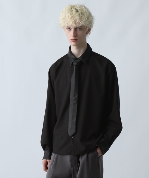 HARE(ハレ)の「ネクタイデザインシャツ(HARE)(シャツ/ブラウス・メンズ・ブラック/ブラウン/ブルー・MEDIUM/SMALL)」の1枚目の写真