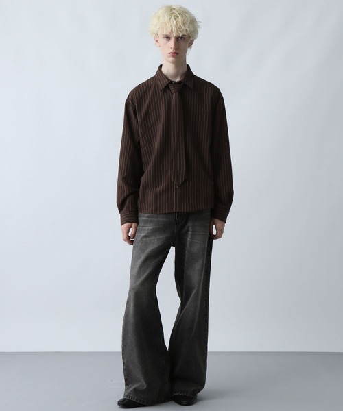 HARE(ハレ)の「ネクタイデザインシャツ(HARE)(シャツ/ブラウス・メンズ・ブラック/ブラウン/ブルー・MEDIUM/SMALL)」の6枚目の写真