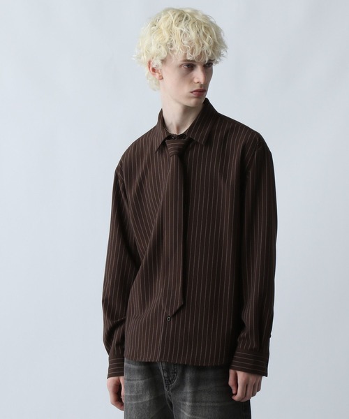 HARE エッジモード ネクタイ シャツ HARE（ハレ）の「【EDGY MODE】ネクタイツキフェイクレザーキリカエ