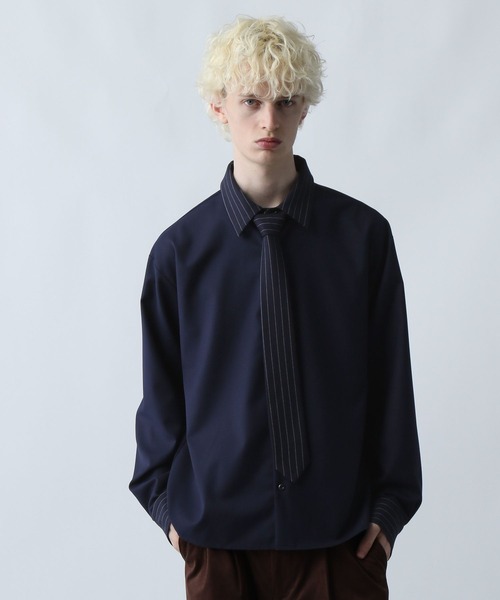 HARE(ハレ)の「ネクタイデザインシャツ(HARE)(シャツ/ブラウス・メンズ・ブラック/ブラウン/ブルー・MEDIUM/SMALL)」の15枚目の写真