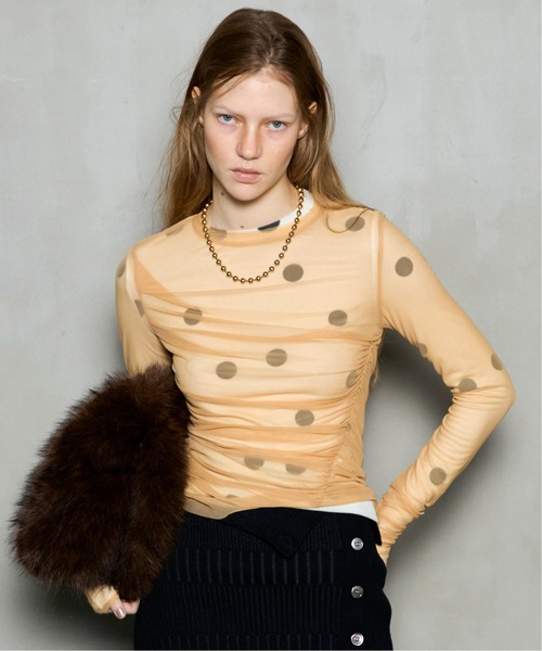 トップス MAISON SPECIAL Sheer Dot Layered Tops Sheer Dot Layered Tops / シアードットレイヤードトップス（Tシャツ