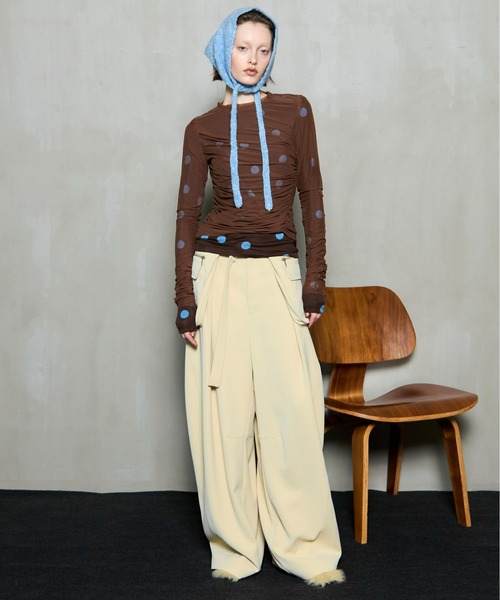 MAISON SPECIAL（メゾンスペシャル）の「Sheer Dot Layered Tops / シアードットレイヤードトップス（Tシャツ/カットソー・レディース・ブラック/ブラウン/イエロー・FREE）」の7枚目の写真