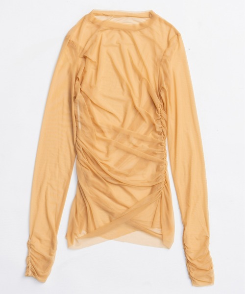 MAISON SPECIAL（メゾンスペシャル）の「Sheer Dot Layered Tops / シアードットレイヤードトップス（Tシャツ/カットソー・レディース・ブラック/ブラウン/イエロー・FREE）」の22枚目の写真