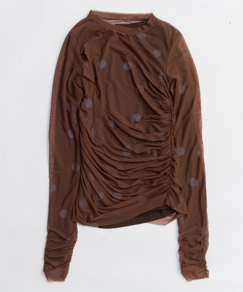 MAISON SPECIAL（メゾンスペシャル）の「Sheer Dot Layered Tops / シアードットレイヤードトップス（Tシャツ/カットソー・レディース・ブラック/ブラウン/イエロー・FREE）」の13枚目の写真