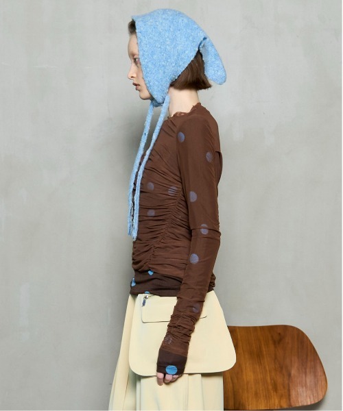 MAISON SPECIAL（メゾンスペシャル）の「Sheer Dot Layered Tops / シアードットレイヤードトップス（Tシャツ/カットソー・レディース・ブラック/ブラウン/イエロー・FREE）」の11枚目の写真