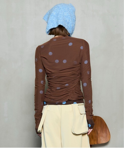 MAISON SPECIAL（メゾンスペシャル）の「Sheer Dot Layered Tops / シアードットレイヤードトップス（Tシャツ/カットソー・レディース・ブラック/ブラウン/イエロー・FREE）」の12枚目の写真