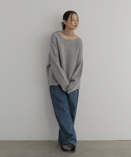 hellam(へラム)の「2wayチョーカーニット(ニット/セーター・レディース・オートミール/チャコール/イエロー/杢グレー・FREE)」の16枚目の写真