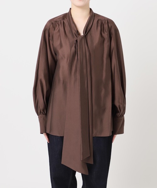 journal standard L'essage（ジャーナルスタンダードレサージュ）の「シフォン無地/ドット ボウタイブラウス（シャツ/ブラウス・レディース・ブラウン系その他/ネイビー・FREE）」の7枚目の写真