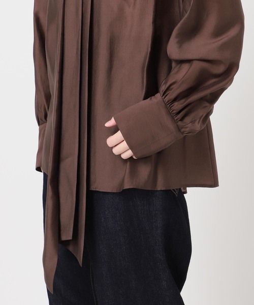 journal standard L'essage（ジャーナルスタンダードレサージュ）の「シフォン無地/ドット ボウタイブラウス（シャツ/ブラウス・レディース・ブラウン系その他/ネイビー・FREE）」の12枚目の写真