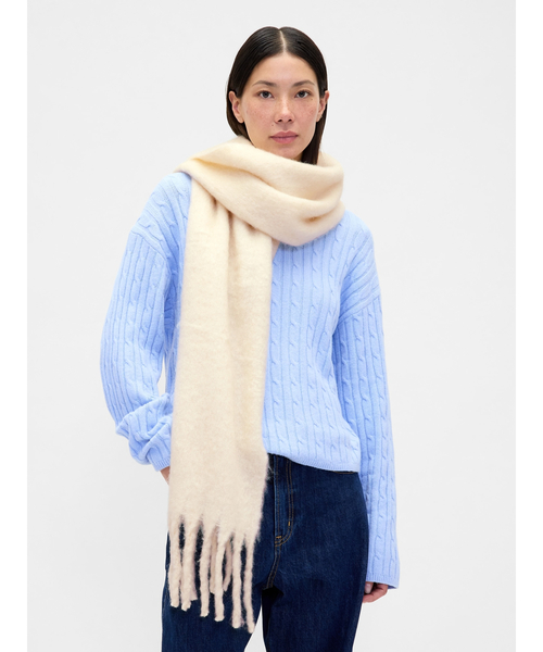 ライトブルー マフラー フリンジ付き ブラッシュド フリンジ マフラー（マフラー）｜GAP（ギャップ）の