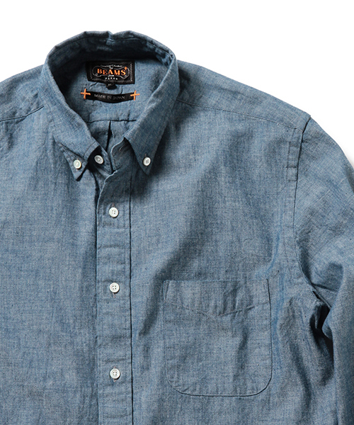 BEAMS PLUS(ビームスプラス)の「BEAMS PLUS / シャンブレー ボタンダウン シャツ16SS(シャツ/ブラウス・メンズ・サックスブルー・MEDIUM/SMALL/LARGE/X-SMALL/XX-LARGE/X-LARGE)」の13枚目の写真