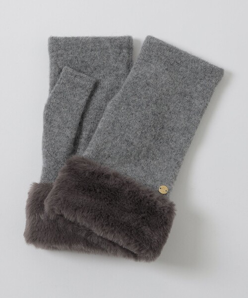 ブルーレーベルクレストブリッジ　フィンガーレス　グローブ　黒×グレー フィンガーレスファーグローブ（手袋）｜BLUE LABEL CRESTBRIDGE