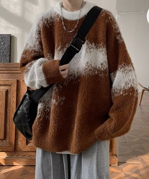 Ressaca（レサーカ）の「アブストラクト柄シャギーニット（ニット/セーター・メンズ・ブルー/ブラック/ブラウン・M/L/XL）」の9枚目の写真