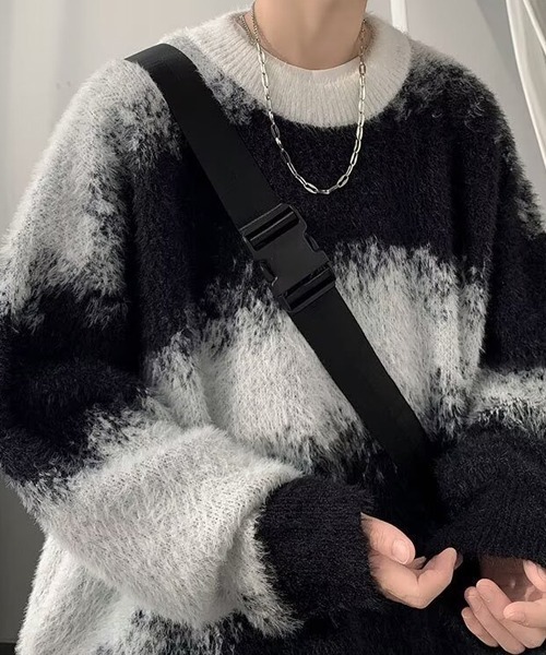 Ressaca（レサーカ）の「アブストラクト柄シャギーニット（ニット/セーター・メンズ・ブルー/ブラック/ブラウン・M/L/XL）」の7枚目の写真