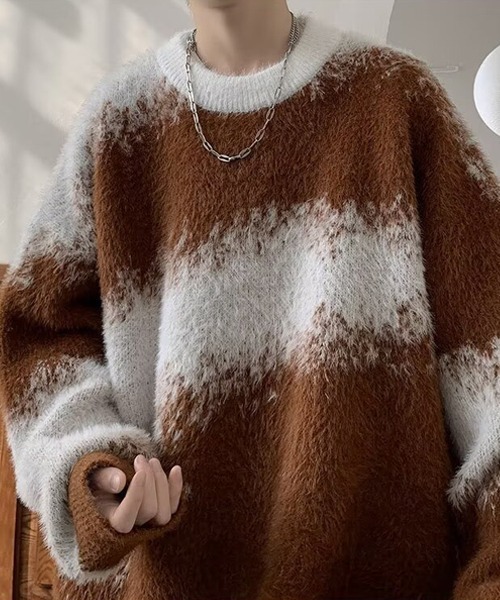 Ressaca（レサーカ）の「アブストラクト柄シャギーニット（ニット/セーター・メンズ・ブルー/ブラック/ブラウン・M/L/XL）」の10枚目の写真