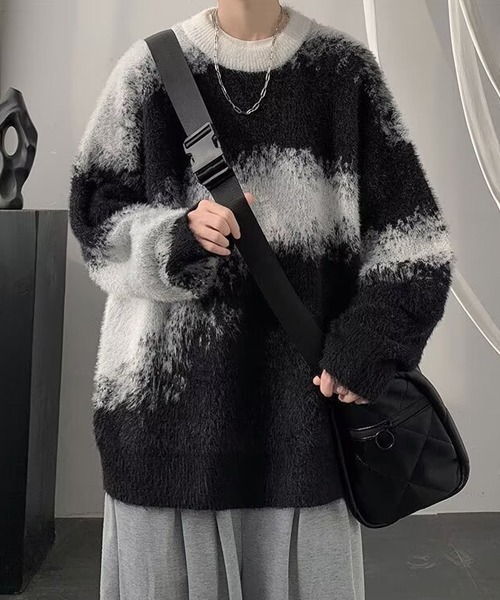 Ressaca（レサーカ）の「アブストラクト柄シャギーニット（ニット/セーター・メンズ・ブルー/ブラック/ブラウン・M/L/XL）」の6枚目の写真