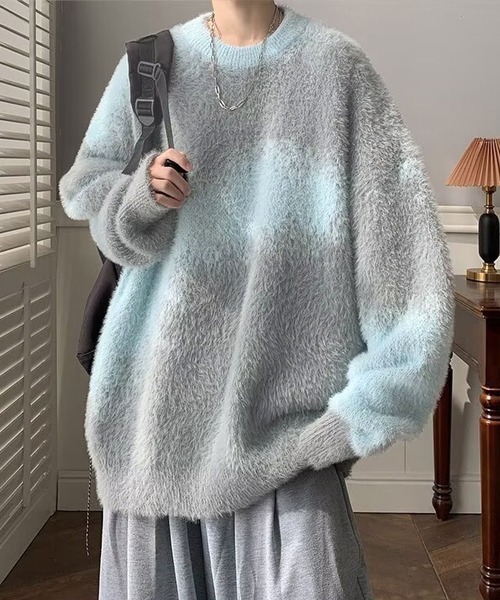 Ressaca（レサーカ）の「アブストラクト柄シャギーニット（ニット/セーター・メンズ・ブルー/ブラック/ブラウン・M/L/XL）」の11枚目の写真