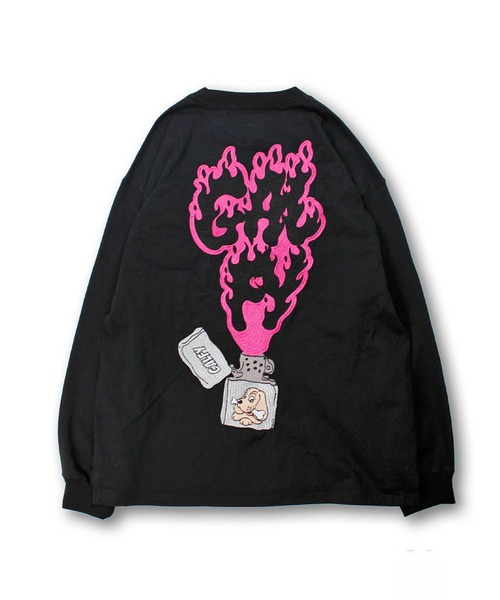 GALFY(ガルフィー)の「GALFY-FIREライターロンTee(Tシャツ/カットソー・メンズ・ブラック/ホワイト/パープル・L/XL)」の4枚目の写真