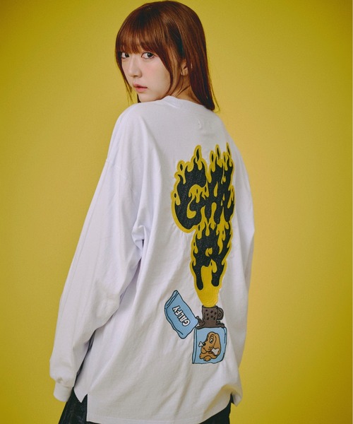 GALFY(ガルフィー)の「GALFY-FIREライターロンTee(Tシャツ/カットソー・メンズ・ブラック/ホワイト/パープル・L/XL)」の14枚目の写真