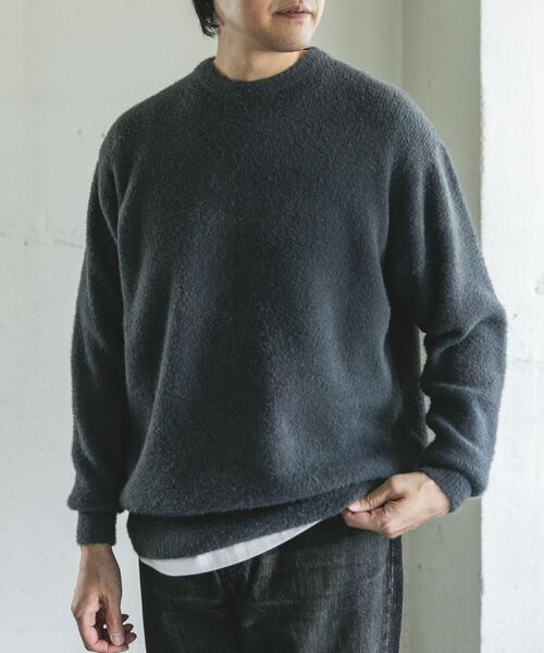 URBAN RESEARCH DOORS（アーバンリサーチドアーズ）の「メランジシャギー クルーネックニット（ニット/セーター・メンズ・ブルー/ブラック・MEDIUM/LARGE）」の2枚目の写真