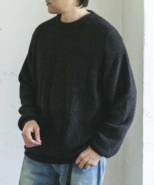   ブラック セーター M メランジシャギー クルーネックニット（ニット/セーター）｜URBAN