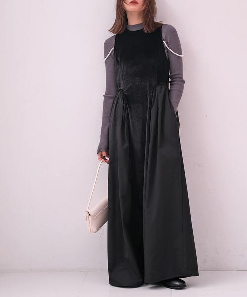セール】パールストラップベロアワンピース（ワンピース）｜AKTE