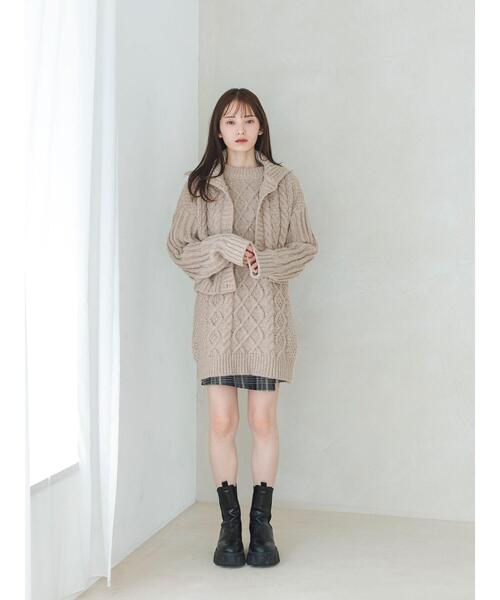 so4u（ソーフォーユー）の「ケーブル編みニットワンピース（ワンピース・レディース・グレー/モカ・F）」の22枚目の写真