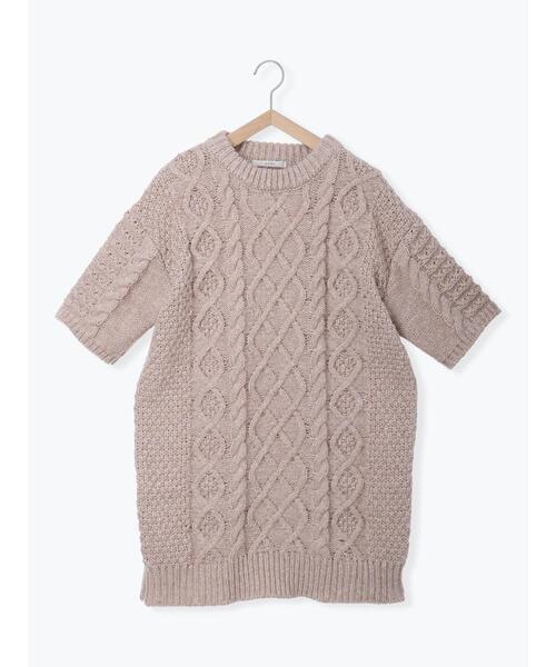 so4u（ソーフォーユー）の「ケーブル編みニットワンピース（ワンピース・レディース・グレー/モカ・F）」の9枚目の写真
