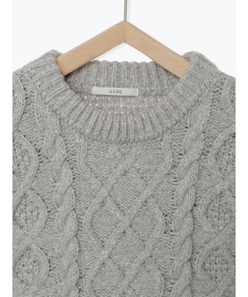 so4u（ソーフォーユー）の「ケーブル編みニットワンピース（ワンピース・レディース・グレー/モカ・F）」の12枚目の写真