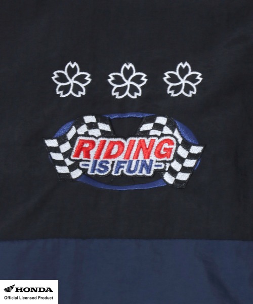 SITRY（シトリー）の「Honda/ホンダ オーバーサイズ ナイロン レーシングジャケット ブルゾン トラックジャケット（ナイロンジャケット・メンズ・ブラック/ブラック系その他/ネイビー・M/L）」の18枚目の写真