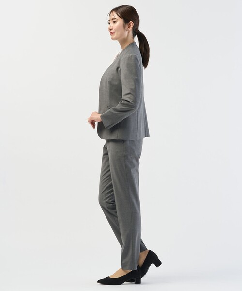 J.PRESS Ladies(J.プレス レディス)の「【セットアップ対応】BAHARIYE SOLID ノーカラー ジャケット(ノーカラージャケット・レディース・ライトグレー系・S/XS)」の4枚目の写真