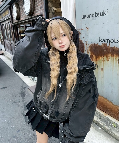 DIG YOUR OWN GRAVE(ディグユアオウングレイブ)の「【DIG YOUR OWN GRAVE】SYN-EDGE BLOUSON / 【ディグユアオウングレイブ】アシンメトリーテックブルゾン<着用動画あり>(ブルゾン・メンズ・グレー/ブラック・ONE SIZE)」の5枚目の写真