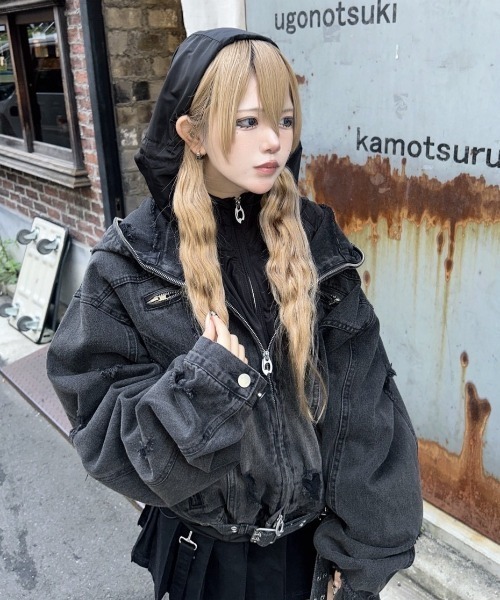DIG YOUR OWN GRAVE(ディグユアオウングレイブ)の「【DIG YOUR OWN GRAVE】SYN-EDGE BLOUSON / 【ディグユアオウングレイブ】アシンメトリーテックブルゾン<着用動画あり>(ブルゾン・メンズ・グレー/ブラック・ONE SIZE)」の6枚目の写真