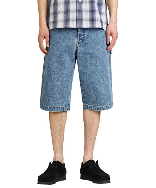 BOTT（ボット）の「BOTT / ボット：Sparkle Denim Painter Short：BOTT-25SS-14[WAX]（デニムパンツ・メンズ・インディゴブルー/ブラウン・L/M）」の4枚目の写真
